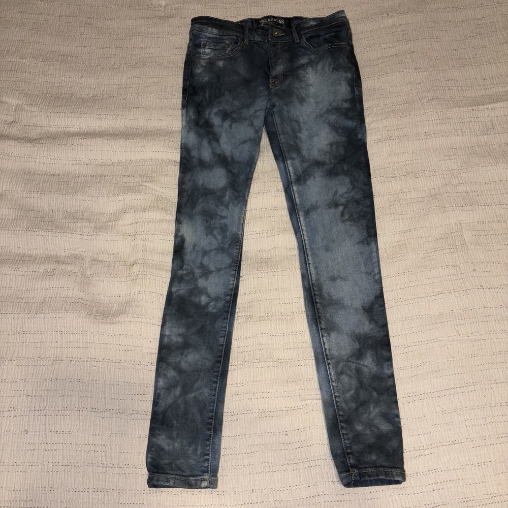 VALABASAS Jeans Men 29 Tie Dye Wash Skinny Stacked Distressed Streetwear Denim
